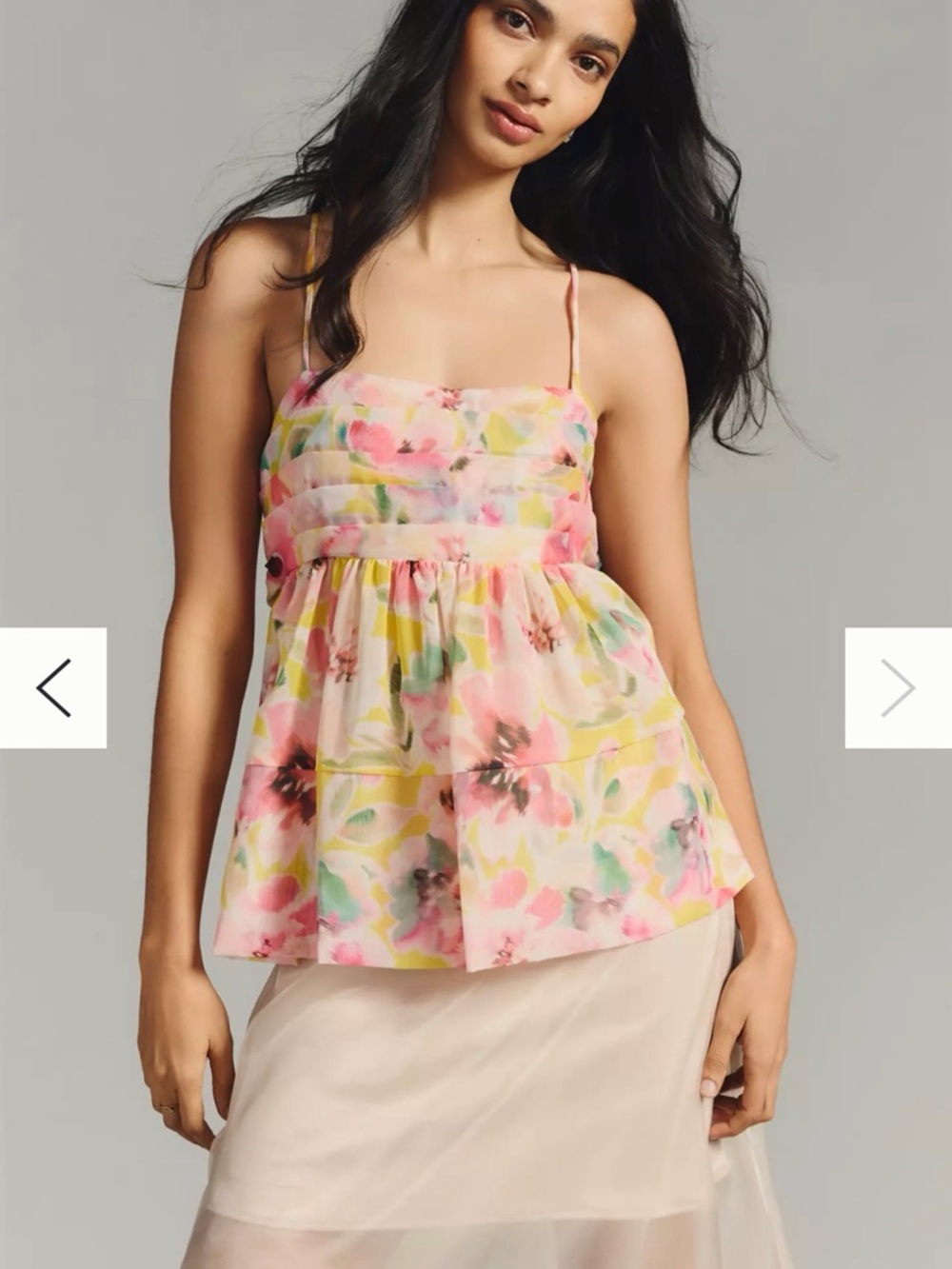 MISA Mariposa Chiffon Floral Babydoll Top Medium